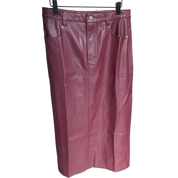 NWT‎ Free People City Slicker Faux Vegan Leather Maxi Skirt in Red Jasper - Picture 4 of 8
